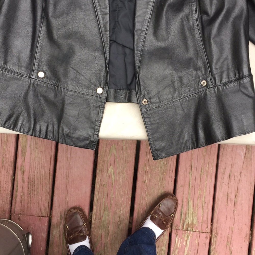 Leather peplum jacket by Bergman’s